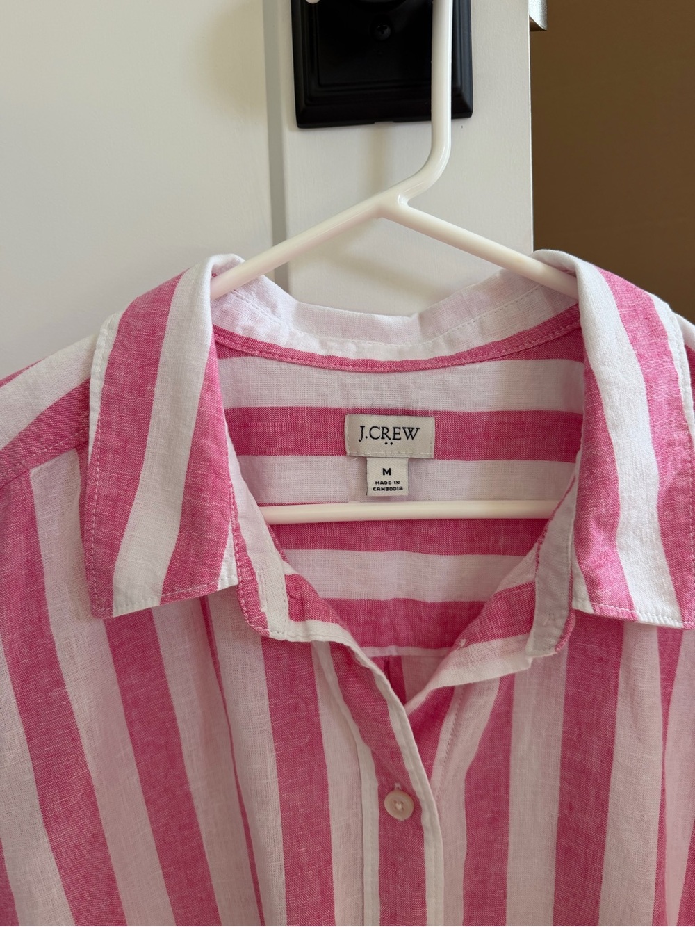 J. Crew Pink and White Striped Kids Button-Down Shirt